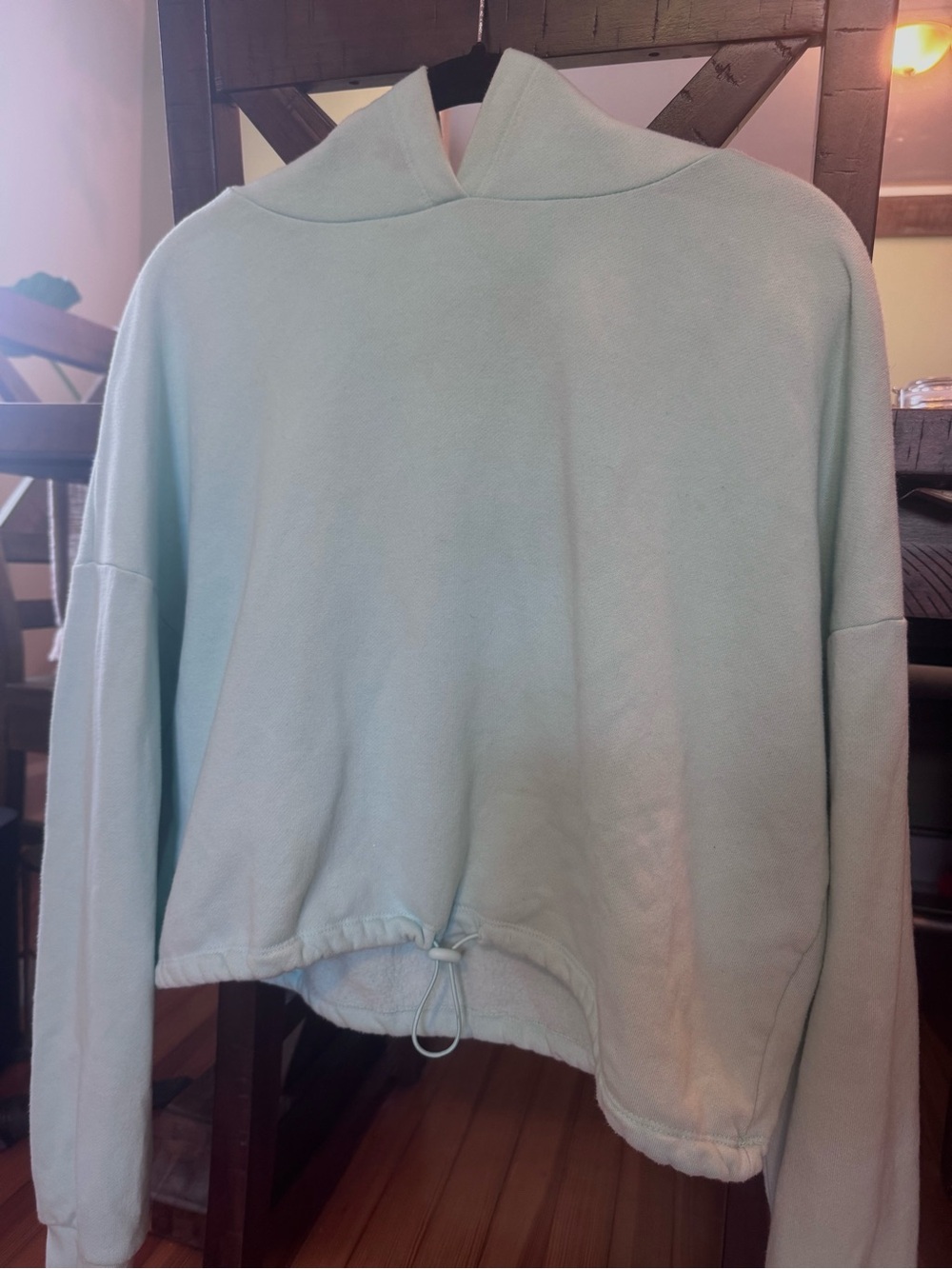 Aeropostale Mint Green Cropped Hoodie with Drawstring